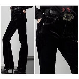 Ralph Lauren Collection Kaida Relaxed Bootcut Black Velvet Jeans 30 Purple Label